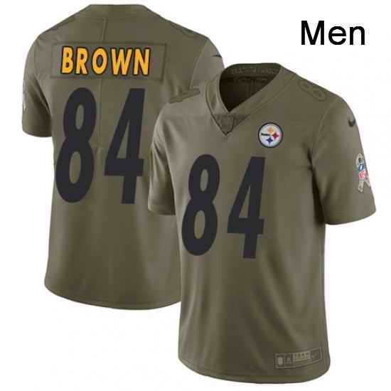 Mens Nike Pittsburgh Steelers 84 Antonio Brown Limited Olive 2017 Salute to Service NFL Jersey